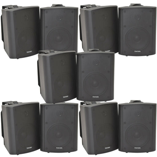 10x 90W Black Wall Mounted Stereo Speakers 5.25" 8Ohm Quality Home Audio Music