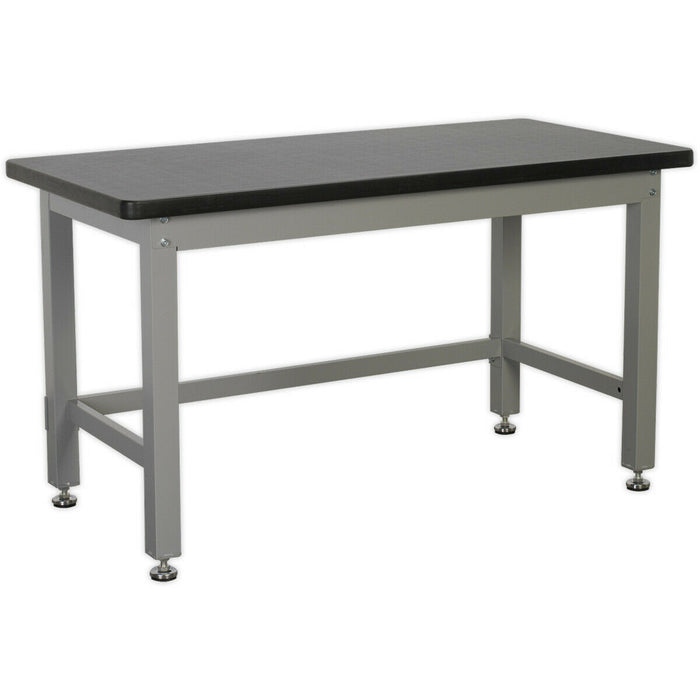 Steel Industrial Workbench - 1500mm x 750mm Laminate Worktop - Adjustable Feet Loops