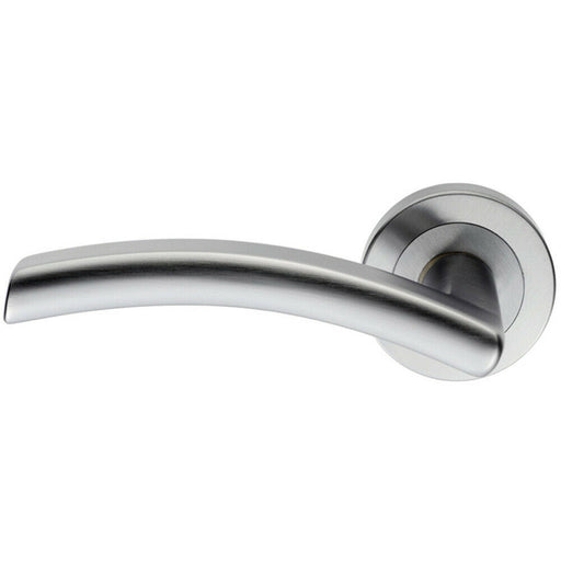 PAIR Heavyweight Arched Handle on Round Rose Concealed Fix Satin Chrome Loops