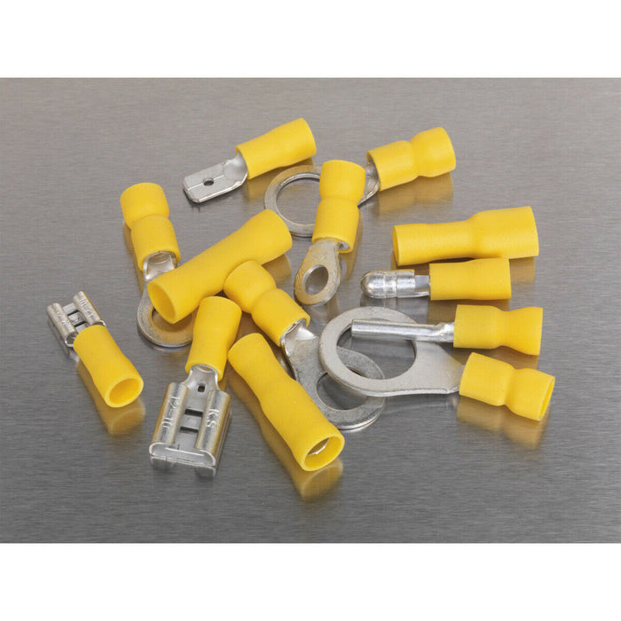 140 Pc Yellow Crimp Terminal Assortment - Various Connectors & Sizes - Electric Loops