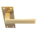 PAIR Straight Square Handle on Bathroom Backplate 150 x 50mm Satin Brass Loops