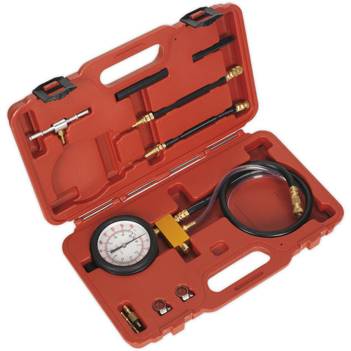 Fuel Injection Pressure Test Kit - Dual Scale Gauge - Pressure Release Valve Loops