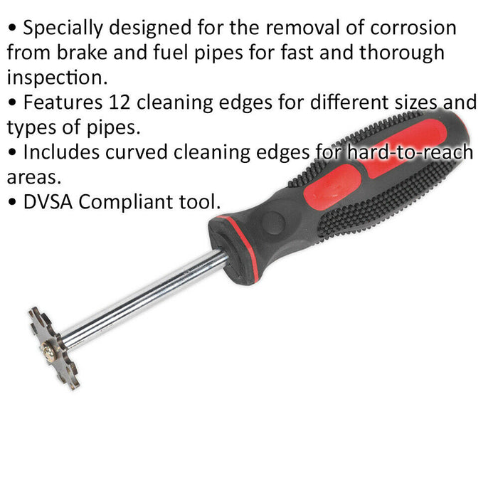 Brake & Fuel Pipe Inspection Tool - Corrosion Removal - 12 Cleaning Edges Loops