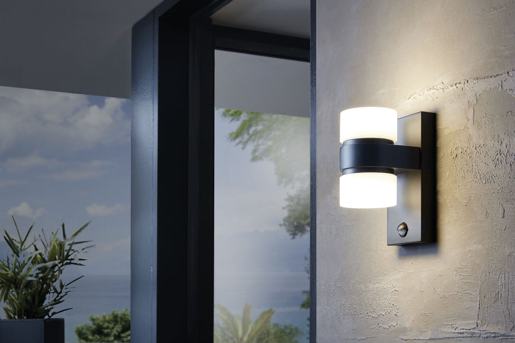 IP44 Outdoor Wall Light & PIR Sensor Anthracite Aluminium 6W Built in LED Loops