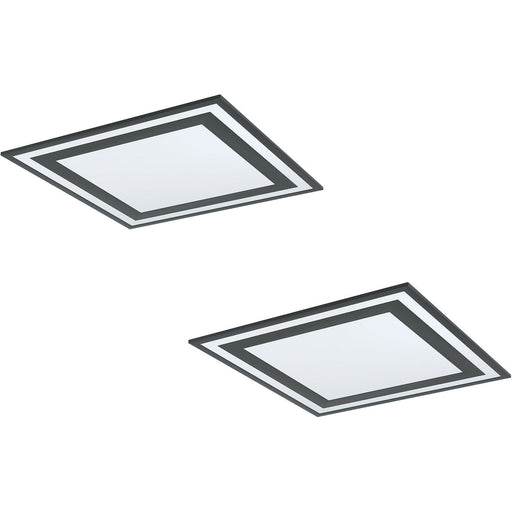 2 PACK Wall / Ceiling Light Black Modern 595mm Square Slim Panel 36W LED Loops