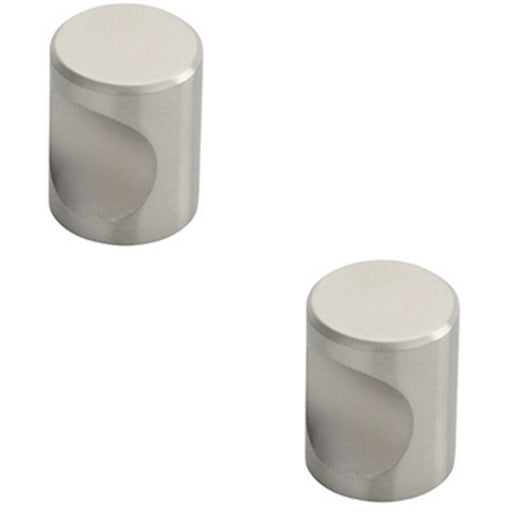 2x Cylindrical Cupboard Door Knob 16mm Diameter Stainless Steel Cabinet Handle Loops