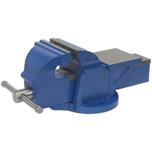 Heavy Duty Bench Mountable Fixed Base Vice - 150mm Jaw Opening - Cast Iron Loops