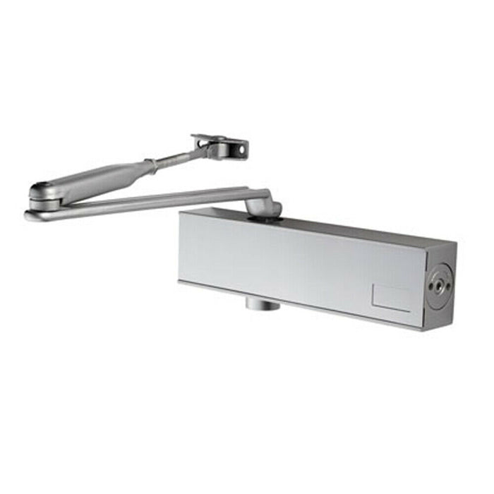 Heavy Duty Overhead Door Closer with Backcheck Variable Power Size 2 6 Silver Loops