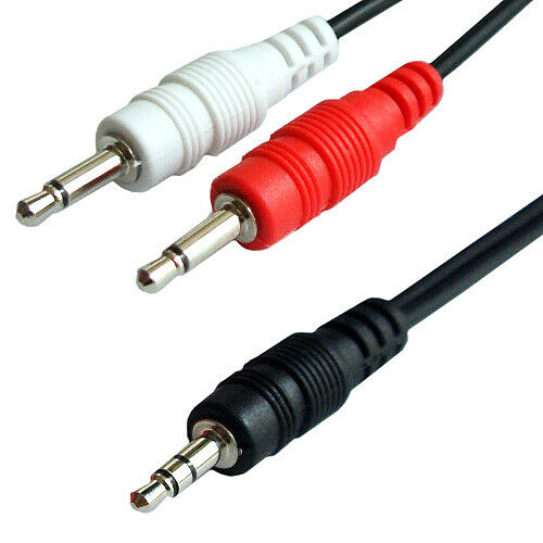 3m 3.5mm Stereo Plug to 2x Mono Jack Adapter Cable AUX Audio Line Splitter Lead Loops