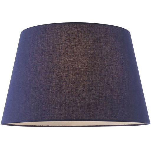 14" Round Tapered Lamp Shade Navy Blue Cotton Fabric Modern Simple Light Cover Loops