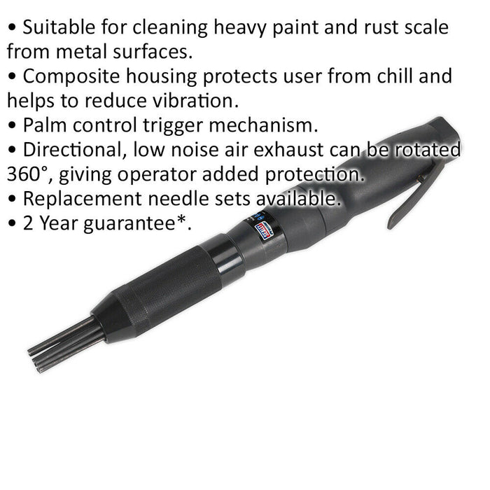 Air Operated Needle Scaler - Composite Housing - Heavy Paint & Rust Descaling Loops