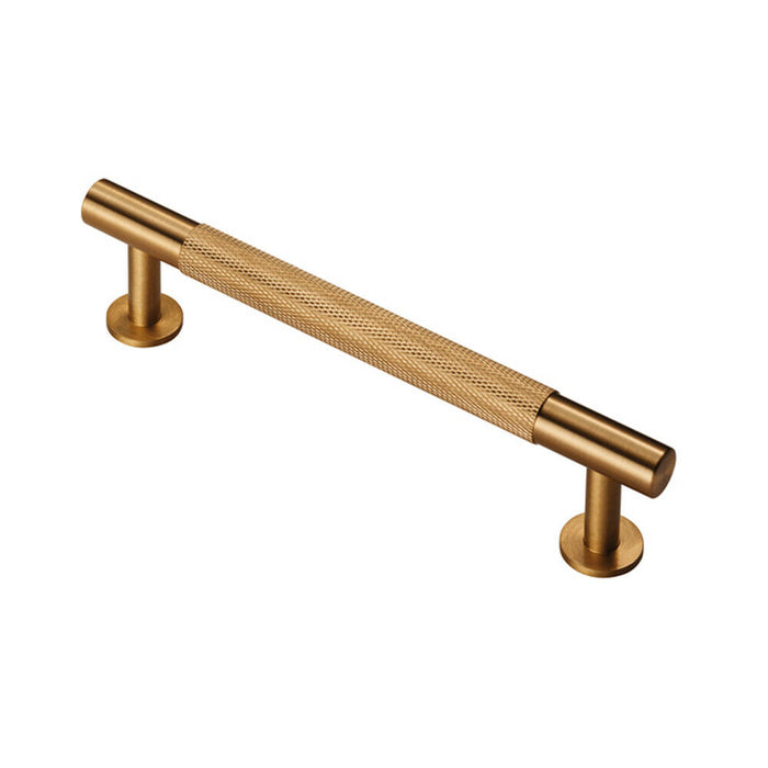 Knurled Bar Door Pull Handle 158 x 13mm 128mm Fixing Centres Satin Brass Loops