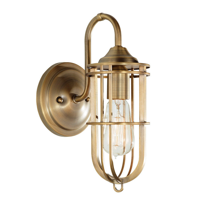 Wall Light Caged Downlight Up and Over Arched Arm Dark Antique Brass LED E27 60W Loops