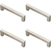4x Square Linear Block Pull Handle 142 x 14mm 128mm Fixing Centres Satin Steel Loops