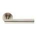 2x Straight Round Bar Handle on Round Rose Concealed Fix Satin Stainless Steel Loops