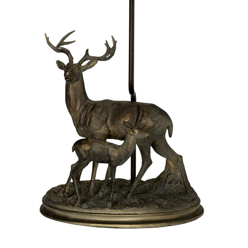 Table Lamp Stag & Fawn Statuette Bronze Patina LED E27 40w Loops