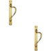 2x Right Handeda Door Pull Handle With Dot Pattern 384 x 42.5mm Polished Brass Loops