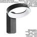 IP54 Outdoor Wall Light Anthracite Aluminium Hoop 3.3W Built in LED Lamp Loops