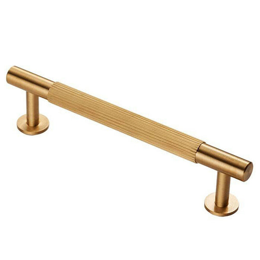 Lined Bar Door Pull Handle - 158mm x 13mm - 128mm Centres - Satin Brass Loops