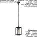 IP44 Outdoor Pendant Light Black Box Lantern & Chain 1 x 60W E27 Bulb Loops