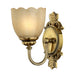 Wall Light Scalloped Marble Etched Amber Shade Burnished Brass LED G9 3.5W Loops