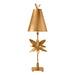 Table Lamp Gold Tapered Shade Flower Leaf Design on Stem Gold Leaf LED E27 60W Loops