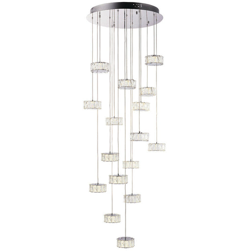 Multi Light Ceiling Pendant 16 Bulb Chrome & Crystal Glass Chandelier Lamp Loops