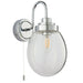 IP44 Bathroom Wall Light Chrome & Round Clear Glass Modern Curved Arm Oval Lamp Loops