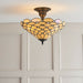 Tiffany Glass Semi Flush Ceiling Light Amber Geometric Inverted Shade i00161 Loops