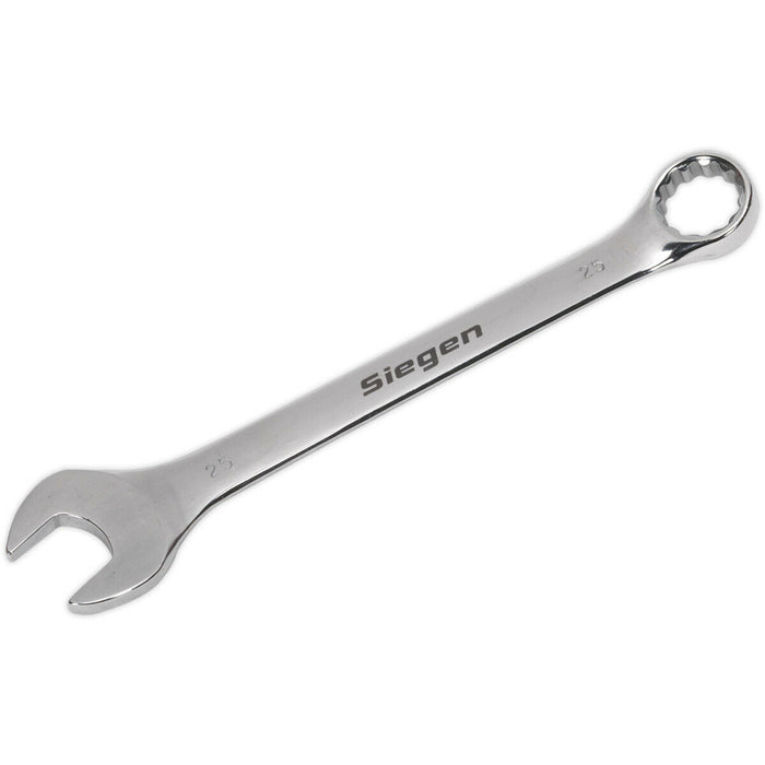 Hardened Steel Combination Spanner - 25mm - Polished Chrome Vanadium Wrench Loops