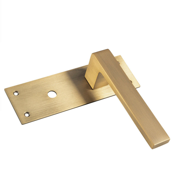 PAIR Straight Square Handle on Bathroom Backplate 150 x 50mm Antique Brass Loops