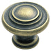 4x Round Ringed Pattern Door Knob 32mm Diameter Antique Brass Cabinet Handle Loops
