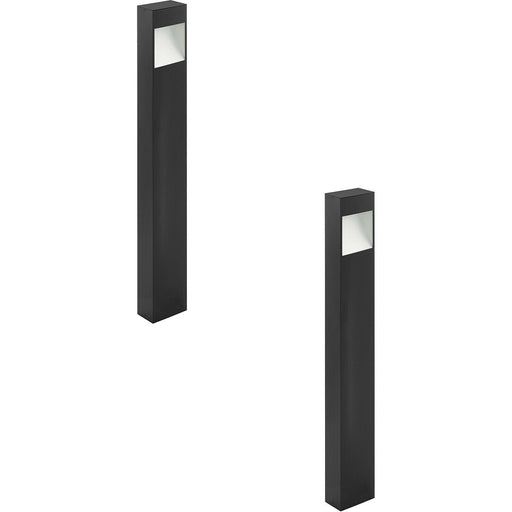 2 PACK IP44 Outdoor Pedestal Light Anthracite Tall Square Post 10W LED Loops