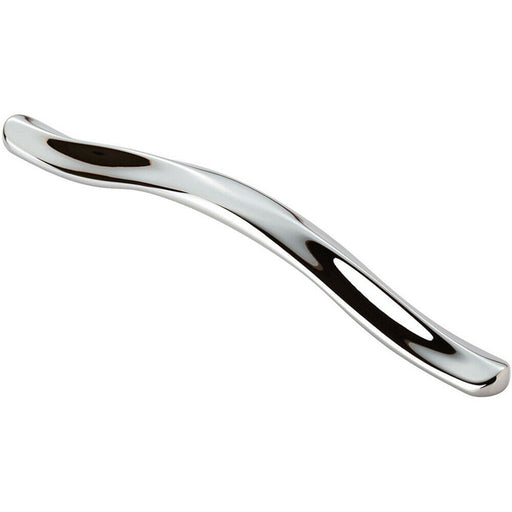 Curved Cupboard Pull Handle with Ridge 192mm Fixing Centres Polished Chrome Loops