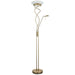 Mother & Child Floor Lamp Antique Brass Tall Twin Light Dimmer Flexible Reading Loops