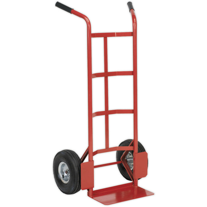 200kg Heavy Duty Sack Truck & 250mm Pneumatic Tyres - Deep Foot For Larger Boxes Loops