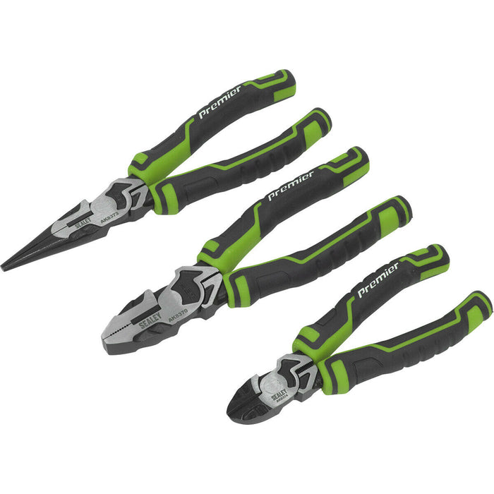 3 Piece High Leverage Pliers Set - Serrated Jaws - Corrosion Resistant - Hi-Vis Loops