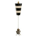 Table Lamp Silver Leaf Ball Feet Taupe & Black Striped Base & Shade LED E27 60W Loops