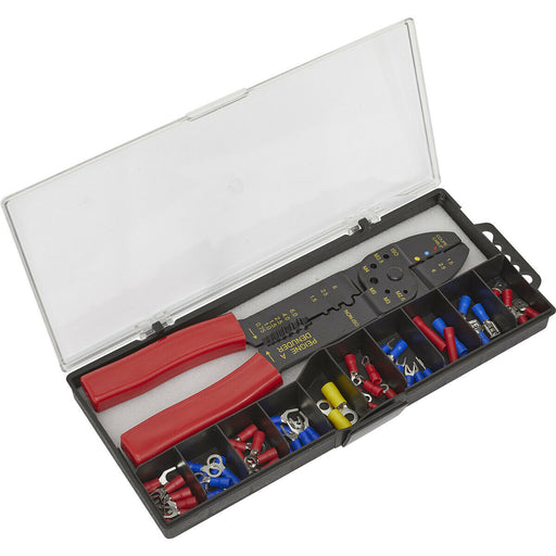 Crimping Tool & Assorted Terminal Set - Insulated Grips - Wire Stripper & Cutter Loops