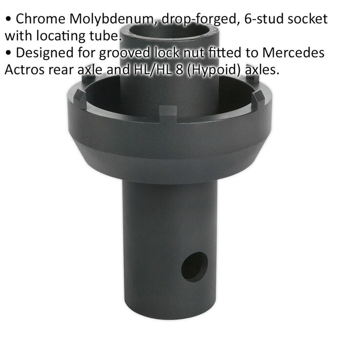 105mm to 125mm MECERDES ACTROS Axle Locknut IMPACT Socket - 3/4" Square Drive Loops