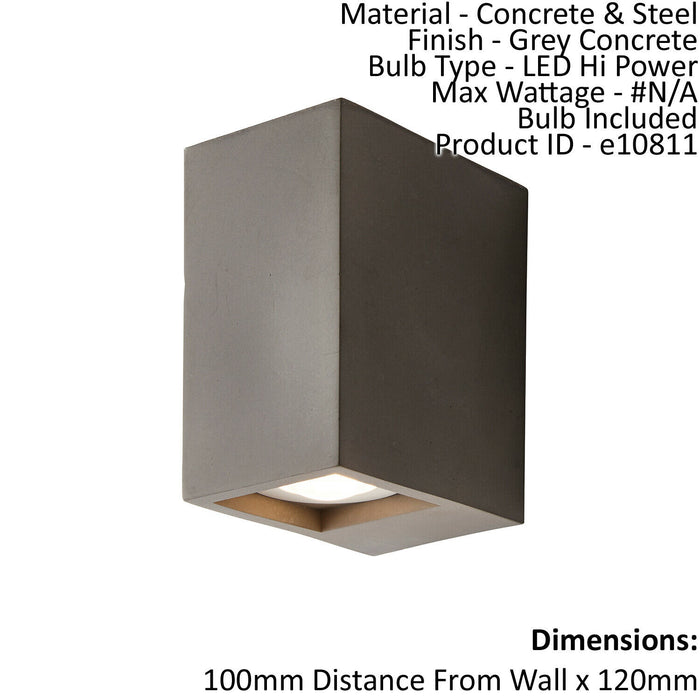 Wall Light Grey Concrete 2 x 3.4W LED Bulb Included Living Room e10811 Loops