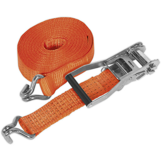 50mm x 10m 5000KG Ratchet Tie Down Straps Set - Polyester Webbing & Steel J Hook Loops