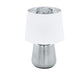 Table Lamp Colour Silver Base Shade White Outer Silver Inner Fabric E14 1x40W Loops
