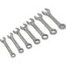 7pc STUBBY Short Handled Combination Spanner Set - 12 Point Imp Ring Open Head Loops