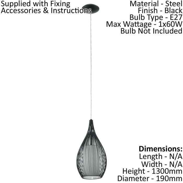 Pendant Light Colour Black Shade Black White Satin Glass Steel Bulb E27 1x60W Loops