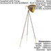 Tripod Floor Lamp Light Gold Leg & Rust Metal Dome Shade 1 x 60W E27 Bulb Loops