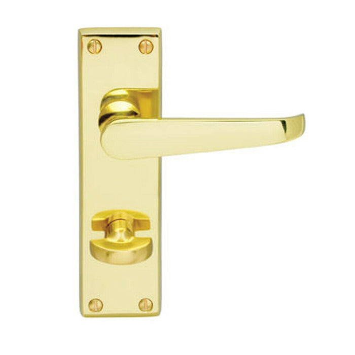 2x Victorian Flat Lever on Bathroom Backplate Handle 150 x 42mm Polished Brass Loops