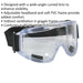 Wide Angled Safety Goggles - Indirect Ventilation - Adjustable Headband - Clear Loops
