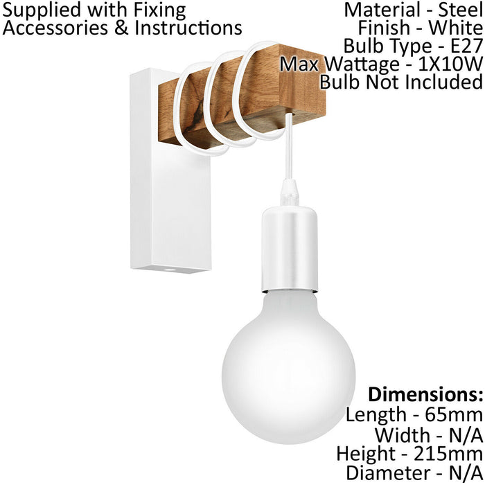 Multi Bulb Ceiling Pendant Light & 2x Matching Wall Lights White & Wood Trendy Loops