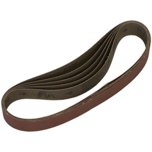 5 PACK - 30mm x 540mm Sanding Belts - 100 Grit Aluminium Oxide Cloth Backed Loop Loops